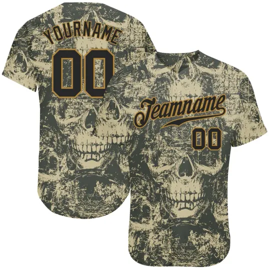 Discover Custom 3D Pattern Halloween Skulls Baseball Jersey