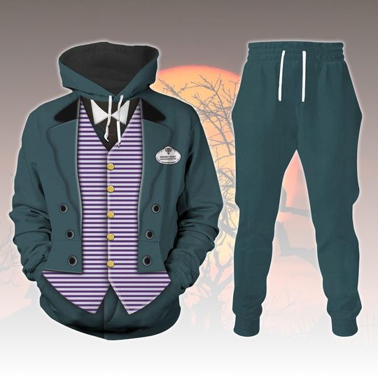 Discover Butler Haunted Mansion Costume Hoodie With Joggers, Spooky Disney Cast Member Outfit, Halloween Cosplay Set, Ghost Host Fan Gift