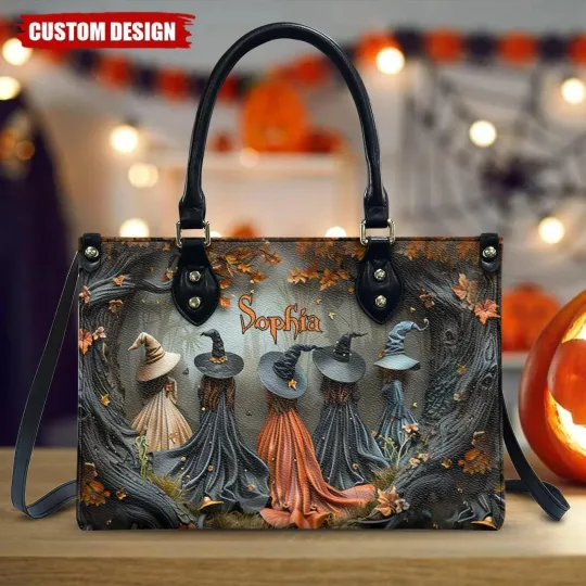 Personalized Witch Handbag and Wallet, Gothic Halloween Purse