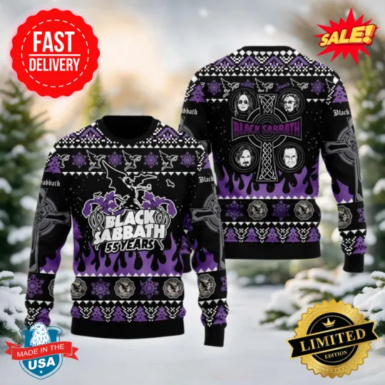 Black Sabbath Heavy Metal Rock Band 55 Years Anniversary Christmas Ugly Sweater