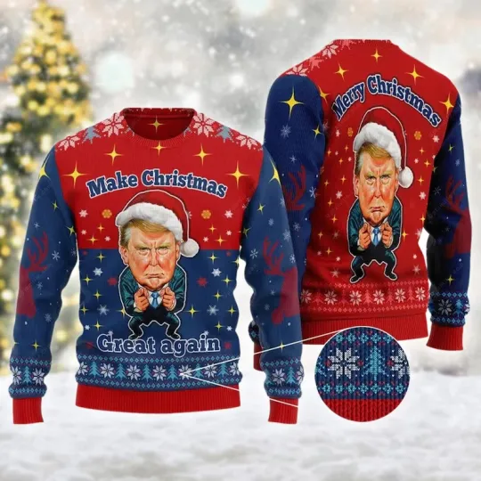 BG Make Christmas Great Again Ugly Christmas Sweater, Trump Ugly Xmas Sweater
