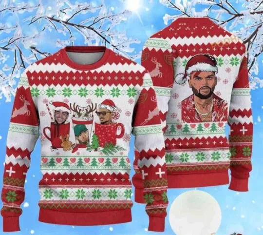 Discover Chris Brown Santa Anime Ugly Christmas Sweater Full Sizes