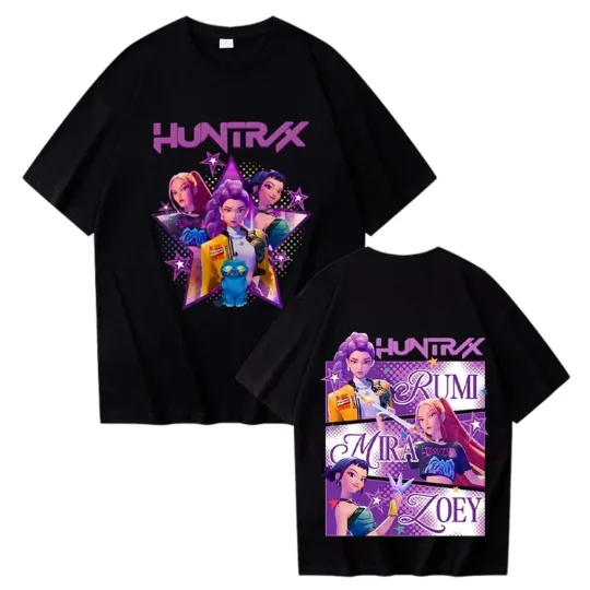 Huntrix 2 sides Shirt, Kpop Demon Hunters Shirt, Saja Girls Fan Shirt, Gift for Fan