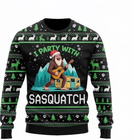 Discover Bigfoot Christmas Sweaters for Women, Sasquatch Ugly Christmas Sweater Men, Ugly Christmas Sweater, Sasquatch sweater, Funny Bigfoot sweater