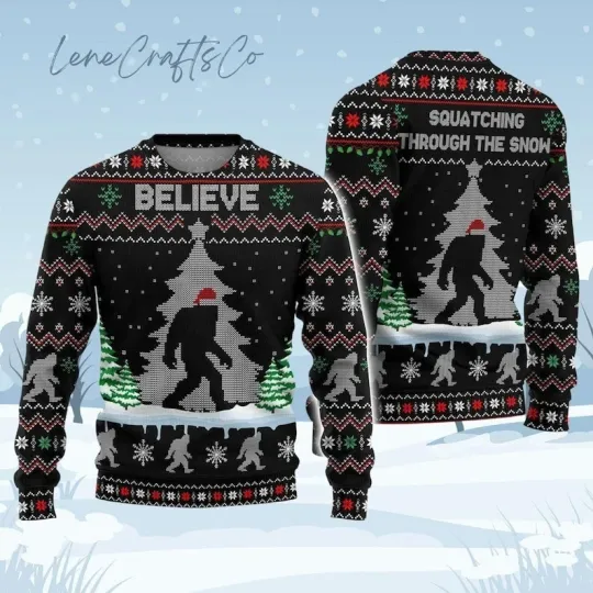 Discover BBigfoott Ugly Christmas Sweater, Funny SSsquatchh Holiday Sweater holiday gift