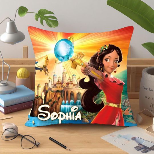 Discover Personalized Elena of Avalor Pillow  16x16 in Front and Back Design  100% Polyester  Includes Insert and Zipper for Easy Washing