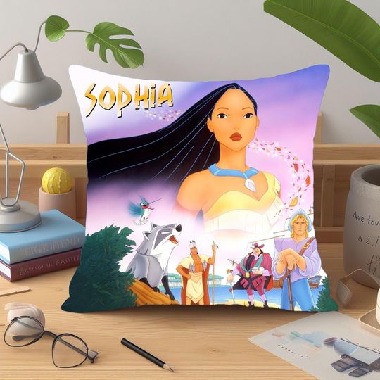 Discover Personalized Pocahontas Pillow  16x16 in Front and Back Design  100% Polyester  Includes Insert and Zipper for Easy Washing