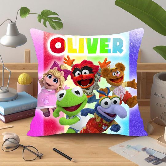 Discover Personalized Muppets Pillow  16x16 in Front and Back Design  100% Polyester  Includes Insert and Zipper for Easy Washing