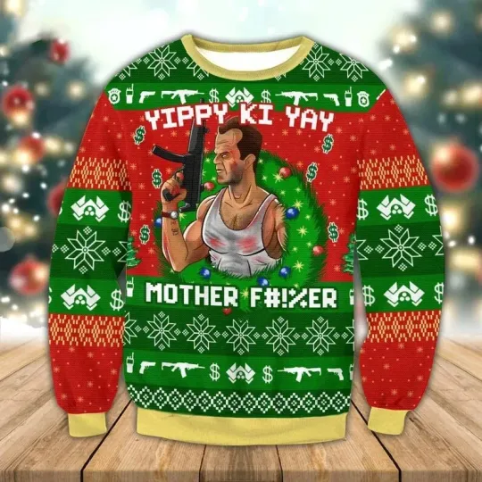 Die Hard Mother Fuck3r Ugly Sweater, Yippee Ki Yay Xmas Sweater