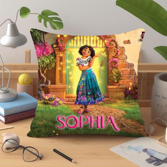 Discover Personalized Encanto Pillow  16x16 in Front and Back Design  100% Polyester  Includes Insert and Zipper for Easy Washing