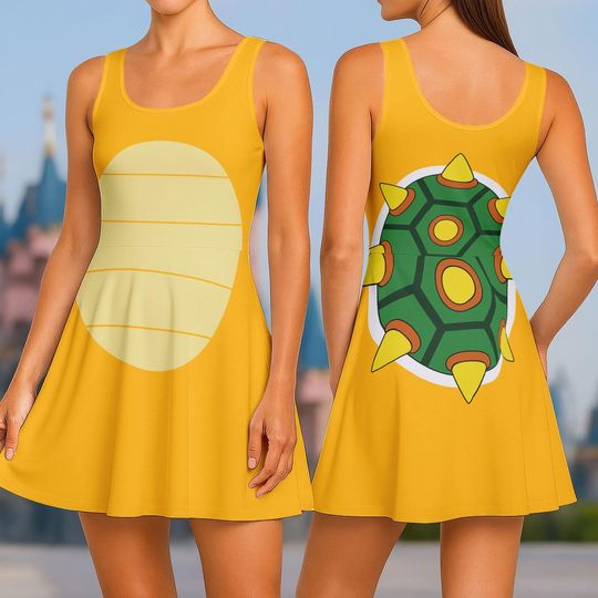 Bowser Cosplay Skater Dress, Super Mario Women Dress
