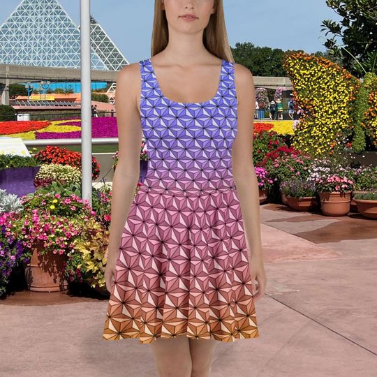 Discover Magical Night Glow Geodesic Sphere Skater Dress