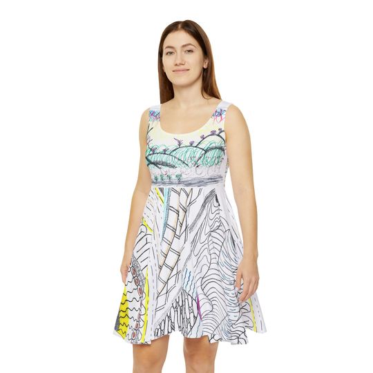 Discover Custom All-Over Print Skater Dress with Asymmetrical Hem