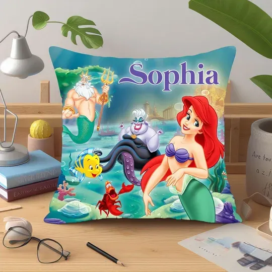 Personalized Little Mermaid Pillow, Cartoon Throw Pillow