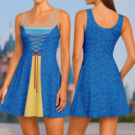 Snow Cosplay White Skater Dress, Disney Princess Running Disneybound Princess Costume