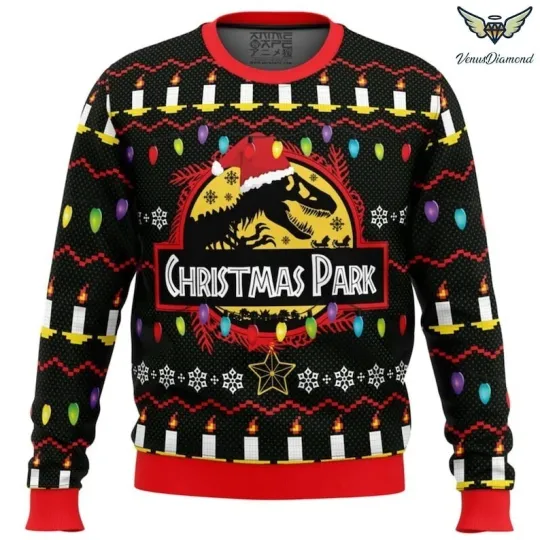 Love T-Rex Dinosaur Ugly Xmas Sweater Merry Christmas Dinosaur Lover Gift