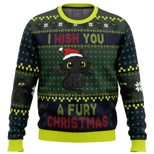 Discover Toothless Fury Christmas Ugly Sweater Festive Holiday Gift for How to Train Fans