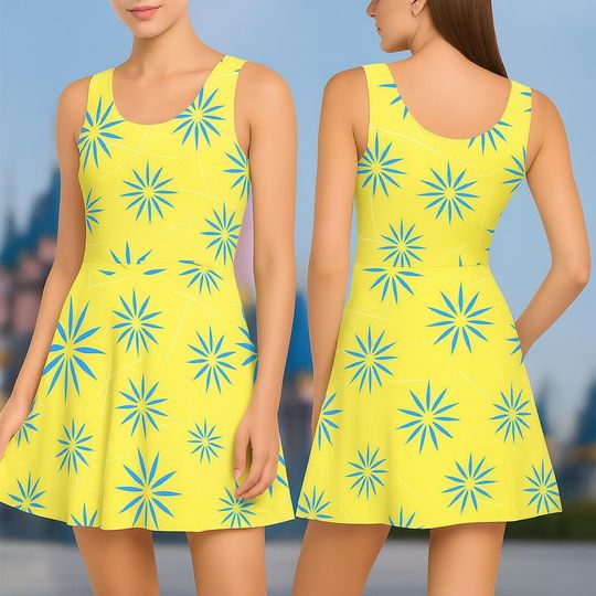 Joy Inside Out Yellow Skater Dress for Women