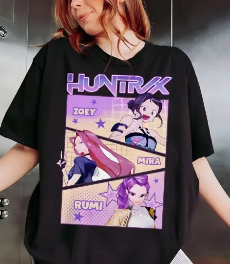 Discover Kpop Demon Hunters Shirt Gift For Woman, Kpop Huntrix Pin, Demon Hunter Merch