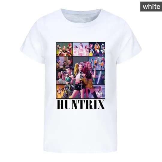 Kids Girls Demons Hunter T-Shirts KPop HUNTRIX Short Sleeve Cotton Casual Tops