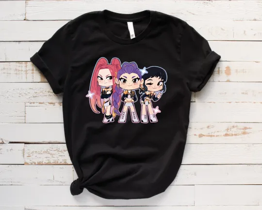 Kpop Demon Hunters Shirt, Huntrix Girl T-shirt, Kpop Idol Group T-Shirts Trendy