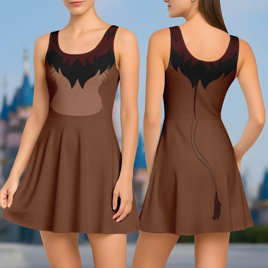 Scar Skater Dress, Lion Villain Costume, Animal Print Cosplay Outfit