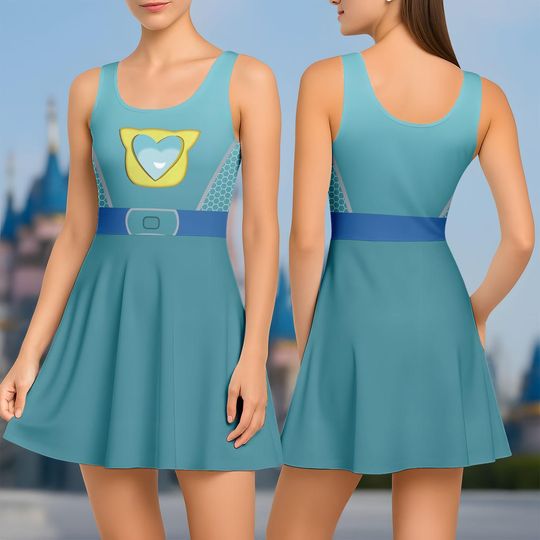 Discover Bitsy Cat Skater Dress, Blue Cat Hero Costume Dress