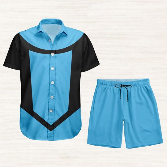 Invincible Mark Button Shirt, Mark Grayson Cosplay Costume, Invincible Shorts Men, Superhero Hawaiian Shirt, Blue Invincible Shirts