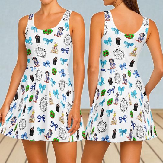 Snow White Coquette Bows Skater Dress, Disney Princess Women's Dress