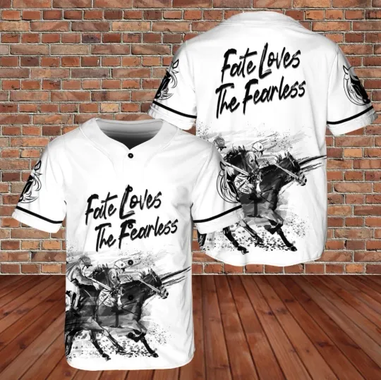 Discover Custom Fate Loves The Fearless Horse Racing 3D Baseball Jersey