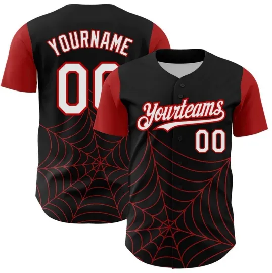 Discover Custom Black White-Red 3D Pattern Design Spider Jersey