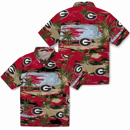 GA bulldogs Hawaiian Shirt for Men, Tropical Beach Party Shirt, Football Fans Gift