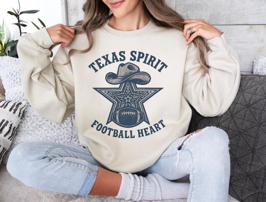 Dallas Football Shirt, Western Star Cowboy Hat Sweatshirt, Vintage Sports Design T-Shirt, Texas Spirit Football Heart Hoodie