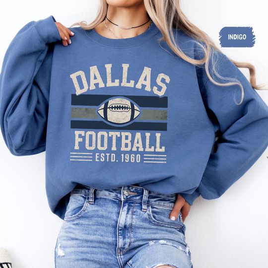 Discover Vintage Dallas Football Sweatshirt - Unisex Crewneck, Team Fan Apparel, Sports Fan Gift, Game Day Gear, Dallas Sweater, Football Lover Gift