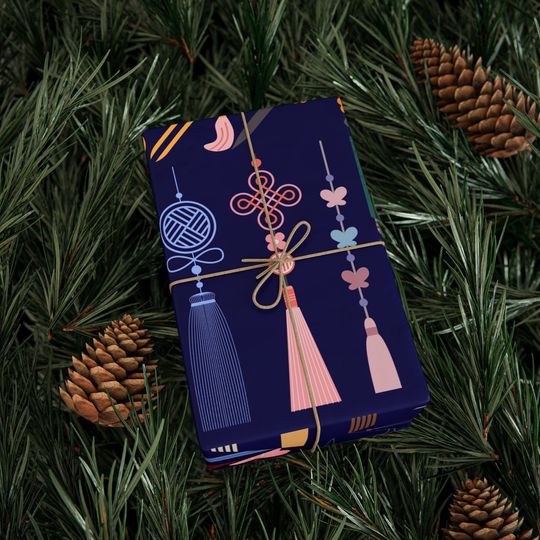 Discover Korean Accessories Wrapping Paper: Norigae & Binyeo Designs, K-Pop Gift Wrap