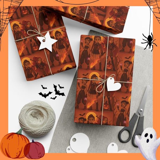 Wrapping Paper, Kpop Demon Hunter Huntrix Girls Rumi Zoey Mira Halloween Theme Gift Wrap Papers, Korean Pop Idol Fans, Occasions