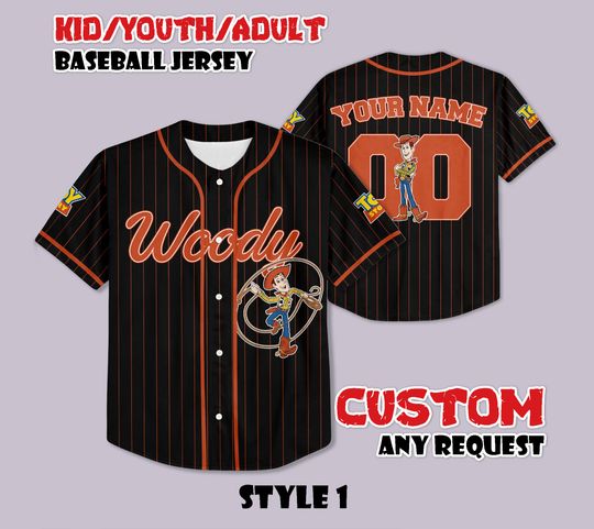 Discover Custom Toy Story Woody Baseball Jersey, Personalized Disney Pixar Shirt, Buzz Lightyear Woody Jersey, Gift for Disney Fans, Birthday Gifts