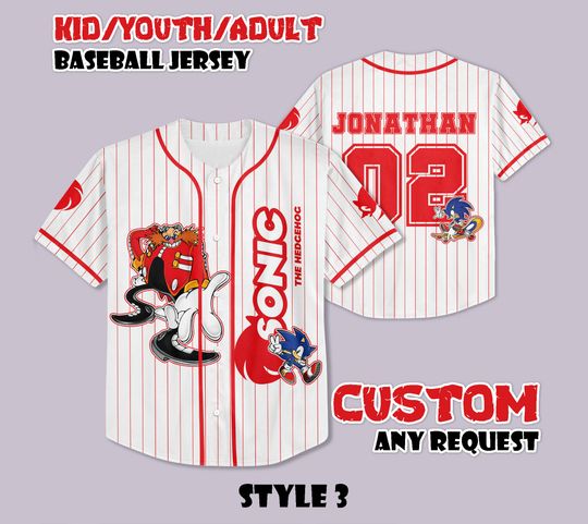 Custom Sonic Baseball Jersey, Funny Sonic Party Shirt, Personalized Sonic the Hedgehog Jersey Shirt, Sonic Fan Gift, Birthday Gifts
