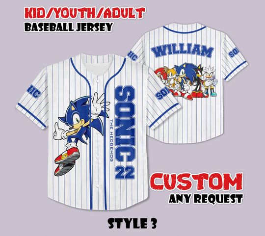 Custom Sonic Baseball Jersey, Funny Sonic Party Shirt, Personalized Sonic the Hedgehog Jersey Shirt, Sonic Fan Gift, Birthday Gifts