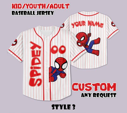 Custom Spidey And His Amazing Friends Cute Baseball Jersey, Disney Baseball Jersey, Spider Verse Baseball Jersey Team, Superhero Shirt