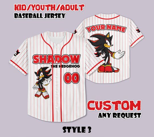 Discover Custom Shadow The Dedgehog Baseball Jersey, Funny Sonic Party Shirt, Personalized Shadow The Dedgehog Jersey Shirt, Sonic Fan Gift