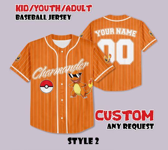 Custom PKM Charmander Jersey, Cute Charmander Shirt, Personalized PKM Lover, Gift for PKM Fans