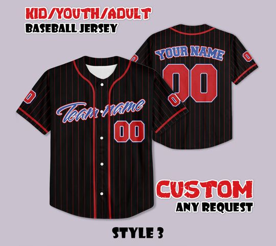 Discover Custom Team Name Number Baseball Jersey Pinstripe, Personalized Team Name and Number Shirt, Gift for Men Women Youth Kid
