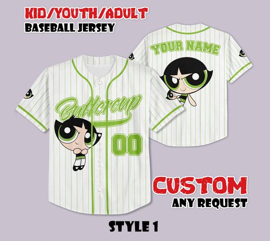 Discover Custom Buttercup Baseball Jersey, The Powerpuff Girls Buttercup Baseball Jersey, Personalized Buttercup Jersey, Gift for Buttercup Fans
