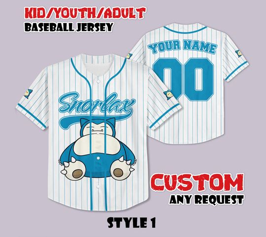 Discover Custom PKM Sn Lax Baseball Jersey, Funny Anime Baseball Tee, Personalized PKM Lover, Gift for PKM Fans, Birthday Gifts