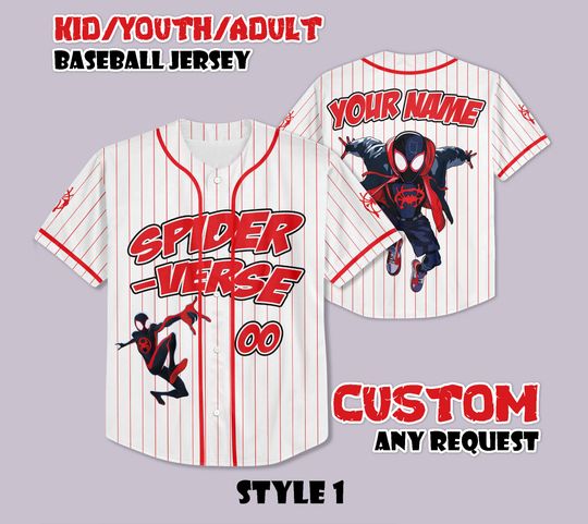 Custom SpiderVerse Baseball Jersey, Spider-Man Movie Jersey Shirt, Personalized Spider-Verse Jersey, Spider-Man Fan Gift, Superhero Shirt