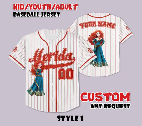Discover Custom Merida Baseball Jersey, Brave Disney Shirt, Scottish Princess Jersey, Personalized Merida Baseball Jersey, Birthday Gifts