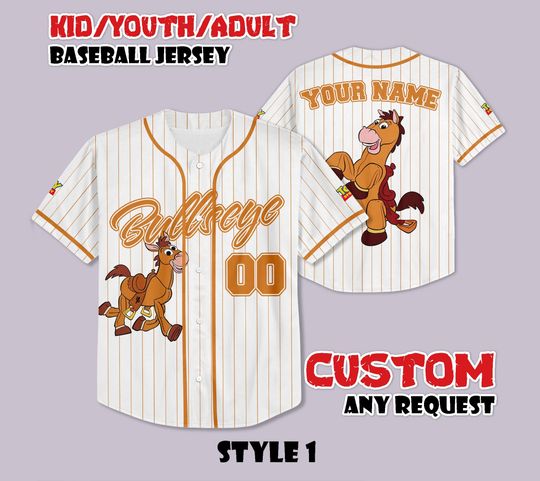 Custom Bullseye Baseball Jersey, Toy Story Shirt, Disney Horse Shirt, Personalized Bullseye Baseball Jersey, Gift for Disney Fans
