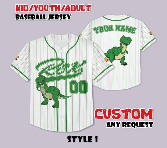 Discover Custom Rex Toy Story Baseball Jersey, Disney Toy Story Shirt, Personalized Dinosaur Disney Jersey, Gift for Disney Fans, Birthday Gifts