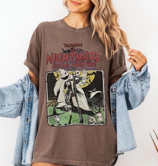 Discover Vintage Nightmare Before Christmas Graphic Tee - Spooky Halloween Shirt